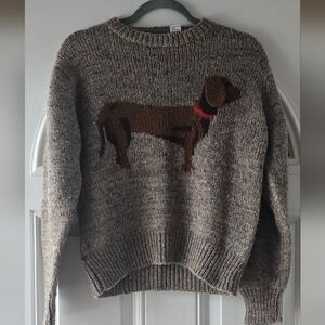 Vintage Wool Blend Dog Sweater – Retro Graphic Knit – Women’s M